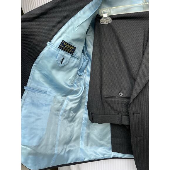 Custom Holland Sherry Charcoal Gray 2pc Pinstriped Suit 37 x 29 - Picture 7 of 16